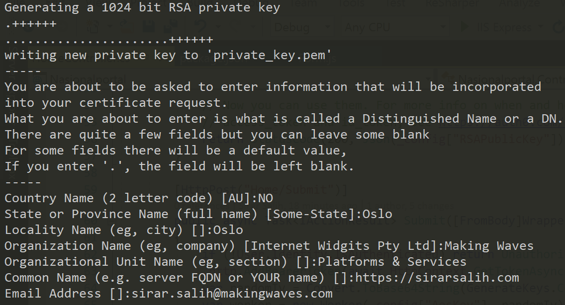 openssl generate private key